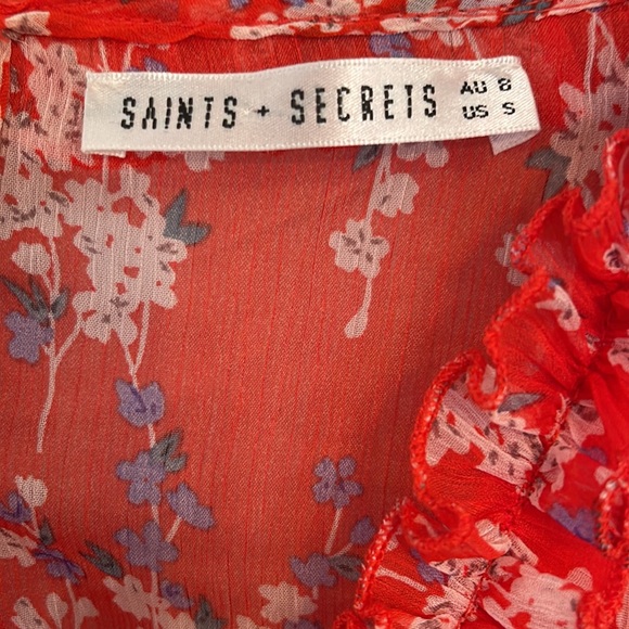 Saints Secrets Women’s Open Back Ruffled Ditzy Print Mini Dress Size Small - Picture 5 of 16